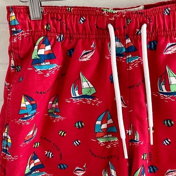 Abercrombie&Fitch Swim Trunks Shorts Red Novelty Sailing Nantucket print Sz S - Picture 5 of 15